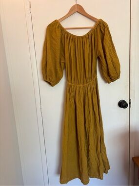 Ochre boho cotton dress